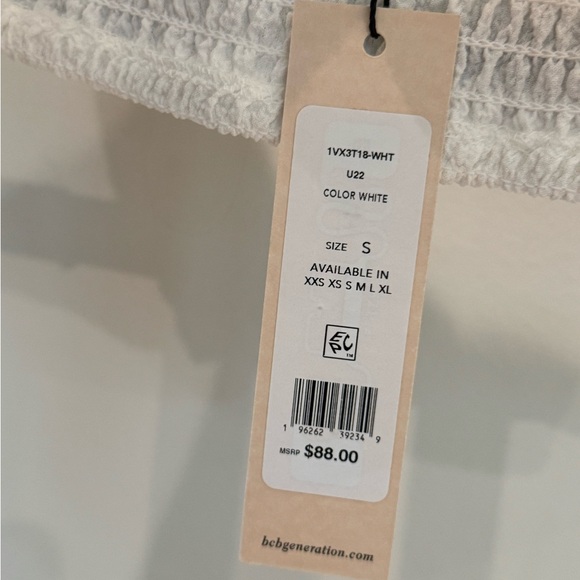 BCBG Generation | revolve | White Smocked Top Size Small - Picture 4 of 5